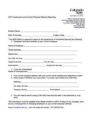 OPT Employment and Address Reporting Form