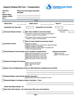 Capacity Release Bid Form - Transportation
