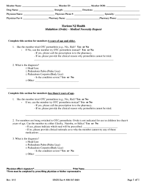 Horizon NJ Health Malathion Medical Necessity Request