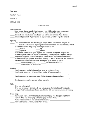 MLA Check Sheet