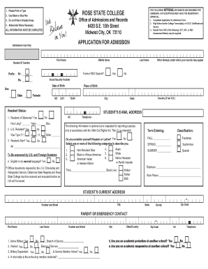 Rose State College Application for Admission