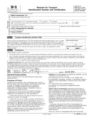 Form W-9 Taxpayer Identification and Certification