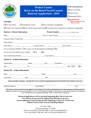 Walton County Drive on Beach/Vessel Launch Permit Application