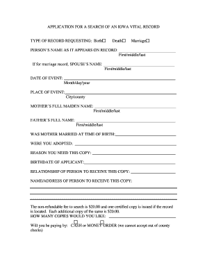 Iowa Vital Record Search Application