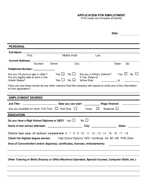 Employment Application Form