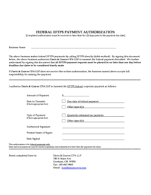 Federal EFTPS Payment Authorization