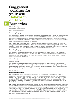 Will Template for Barnardo's Charity