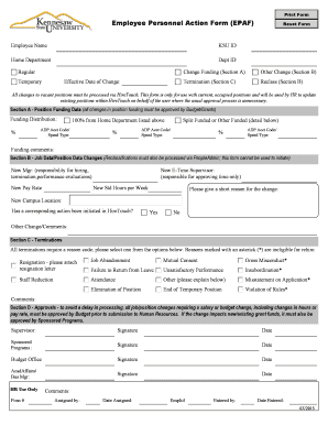 Employee Personnel Action Form