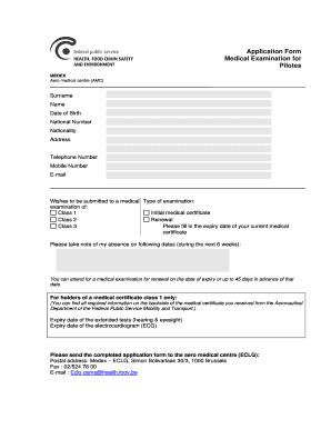 Medical Examination Application for Pilots