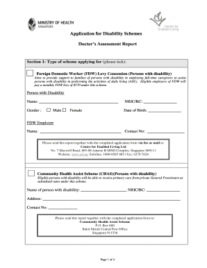 Doctor's Assessment Report for Disability Schemes