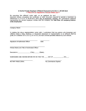 Georgia E-Verify Private Employer Affidavit
