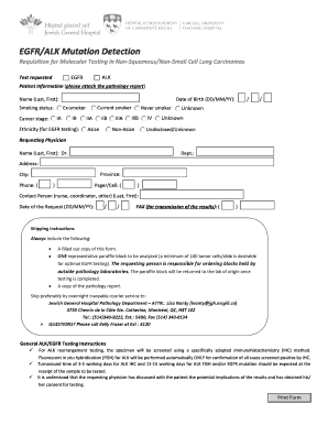 EGFR/ALK Mutation Detection Requisition
