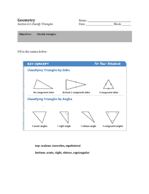 Geometry Classifying Triangles Worksheet