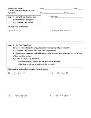 Accelerated Math 7 Study Guide