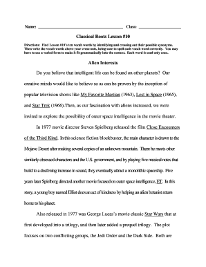 Classical Roots Lesson 10 Vocabulary Worksheet