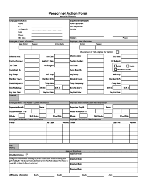 Vanderbilt University Personnel Action Form
