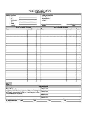 Personnel Action Form