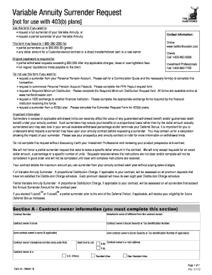 Variable Annuity Surrender Request Form