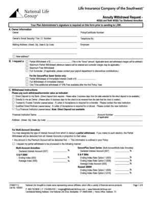 Annuity Withdrawal Request Form