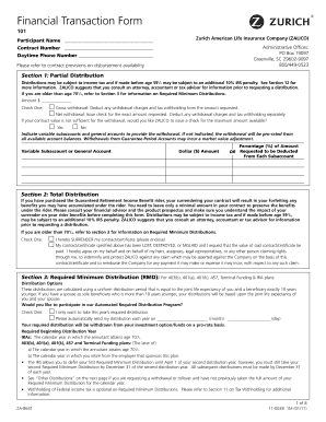 Zurich American Life Insurance Distribution Form