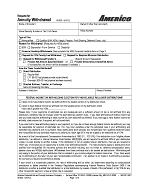 Annuity Withdrawal Request Form