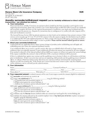 Annuity Surrender/Withdrawal Request Form