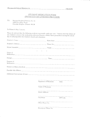 Student Medication Authorization Form