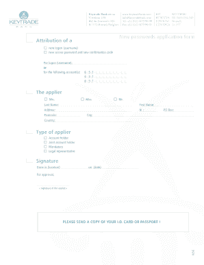 New Password Application Form