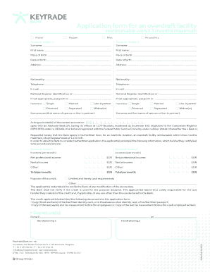 Overdraft Facility Application Form