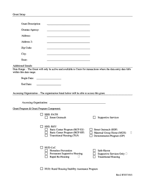Grant Setup Form