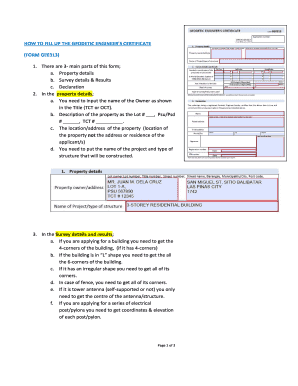 Geodetic Engineer's Certificate Form GE0313