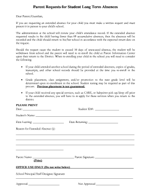 Student Long Term Absence Request Form