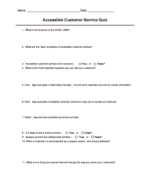 Accessible Customer Service Quiz