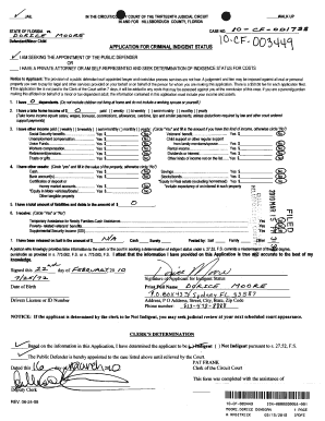 Application for Criminal Indigent Status