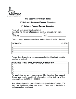 City Service Disruption Notice