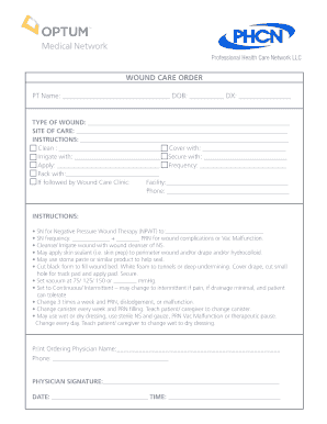 Wound Care Order Form