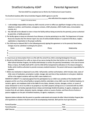 Stratford Academy ASAP Parental Agreement - stratford