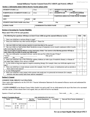 Annual Influenza Vaccine Consent Form