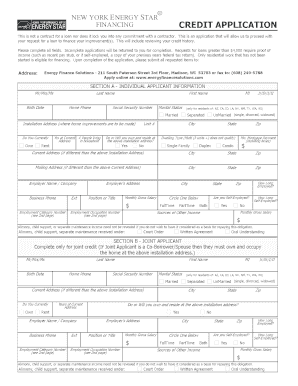 New York Energy Star Financing Credit Application