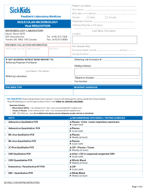 Pediatric Molecular Microbiology Requisition Form