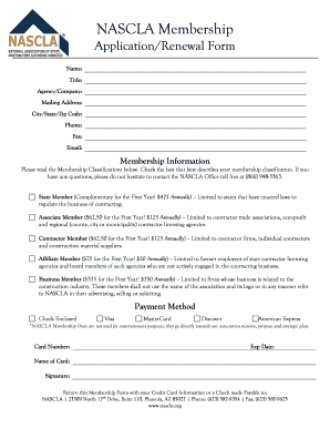 NASCLA Membership Application/Renewal Form