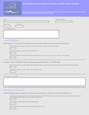 Special Education IEP Review Checklist
