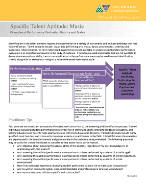 Music Performance Evaluation Rubrics and Scales