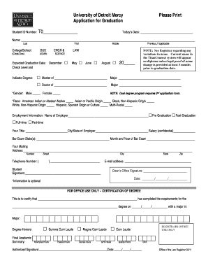 University of Detroit Mercy Graduation Application