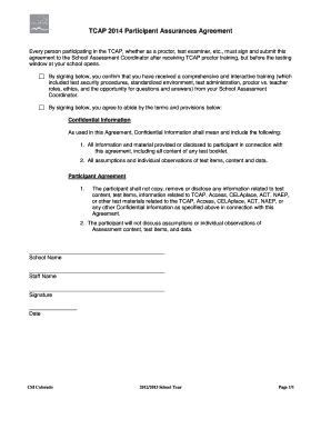 TCAP 2014 Participant Assurances Agreement