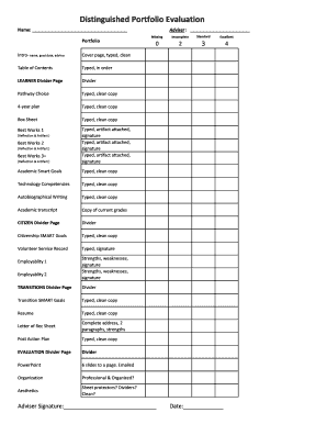 Distinguished Portfolio Evaluation Form
