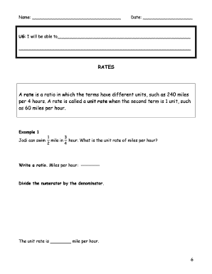 Unit Rate and Unit Price Worksheet