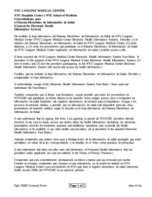 Consentimiento para el Sistema Electrónico de Información de Salud