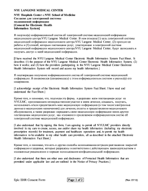 NYU Langone Medical Center EHR Consent Form