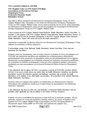 NYU Langone Medical Center EHR Consent Form
